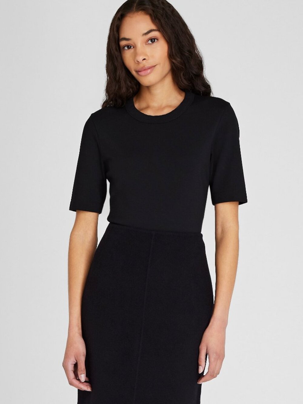 Club Monaco Perfect Black Knit Crewneck Tee S